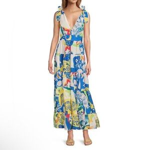 Chelsea & Violet Cecily Printed Empire Waist V-Neckline Sleeveless Maxi Dress